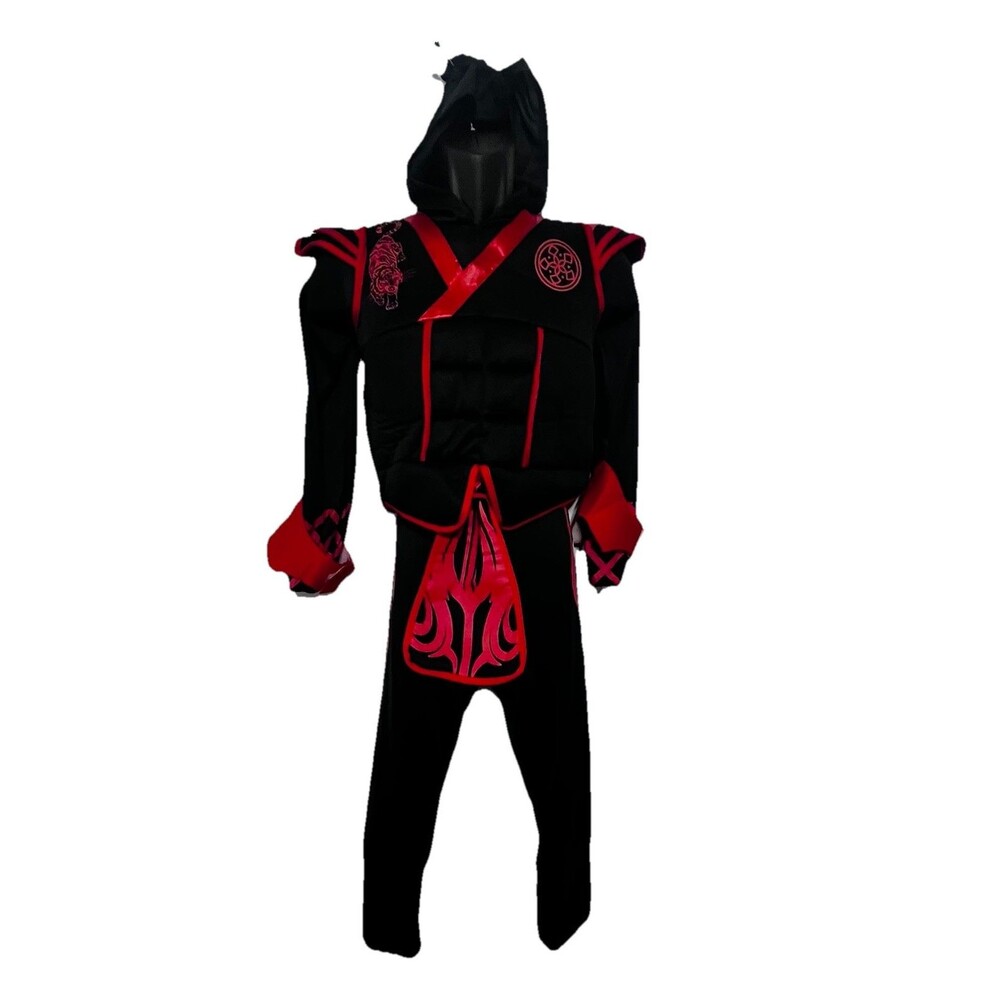 Spirit Halloween Samurai Warrior Costume Child Large 12-14 Red Black Armor EUC